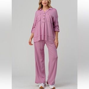 25 Rolled Up Pocket Sweater Shirts and Pants Set